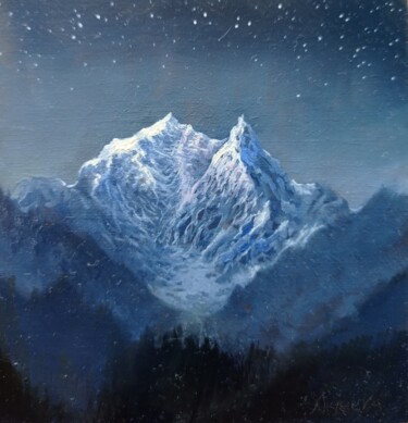 Картина под названием "Ночные горы." - Anna Ageeva, Подлинное произведение искусства, Масло
