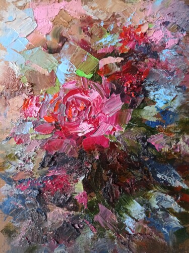 Картина под названием "Rose" - Anna Ageeva, Подлинное произведение искусства, Масло
