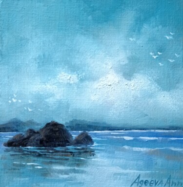 Painting titled "Turquoise coast" by Anna Ageeva, Original Artwork, Oil