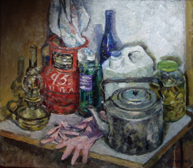 Malerei mit dem Titel "Солдатский чайник" von Anna Iaguzhinskaia, Original-Kunstwerk, Öl