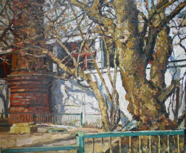 Картина под названием "На задворках" - Анна Ягужинская, Подлинное произведение искусства, Масло Установлен на Деревянная рам…