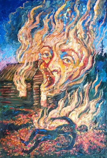 Картина под названием "Огонь" - Анна Ягужинская, Подлинное произведение искусства, Масло