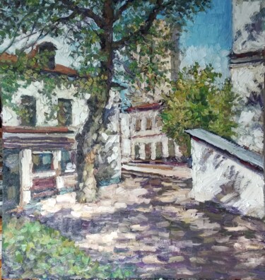 Painting titled "Двор старой Москвы" by Anna Iaguzhinskaia, Original Artwork, Oil
