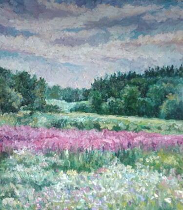 Картина под названием "Когда цветёт иван-ч…" - Анна Ягужинская, Подлинное произведение искусства, Масло