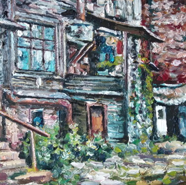 Peinture intitulée "У старого дома" par Anna Iaguzhinskaia, Œuvre d'art originale, Huile