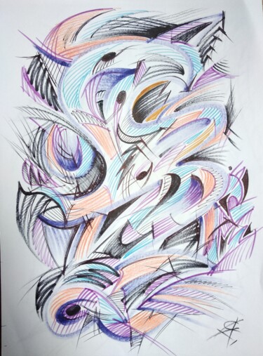 Картина под названием "Композиция-4" - Анна Ягужинская, Подлинное произведение искусства, Маркер