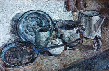 Картина под названием "Старая посуда" - Анна Ягужинская, Подлинное произведение искусства, Масло
