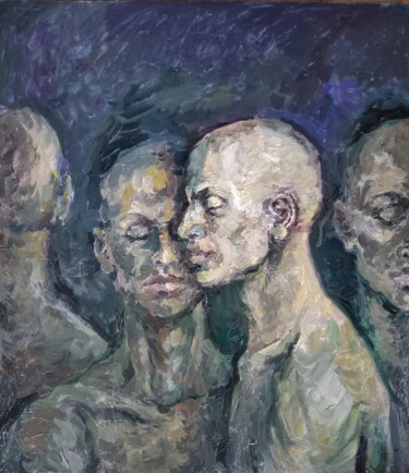 Peinture intitulée "Закрытые глаза" par Anna Iaguzhinskaia, Œuvre d'art originale, Huile