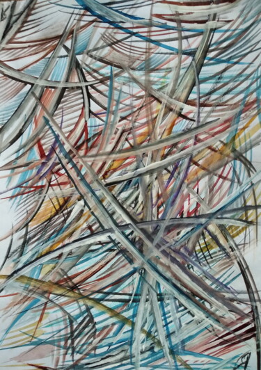Картина под названием "Абстракт-71223" - Анна Ягужинская, Подлинное произведение искусства, Акварель