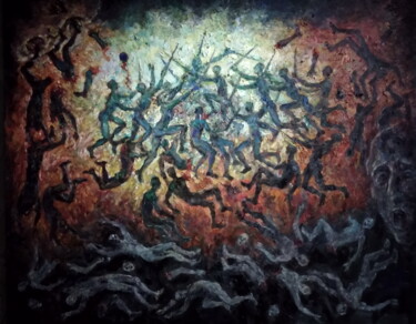 Malerei mit dem Titel "Война" von Anna Iaguzhinskaia, Original-Kunstwerk, Öl