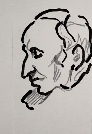 Картина под названием "Портрет человека" - Анна Ягужинская, Подлинное произведение искусства, Маркер