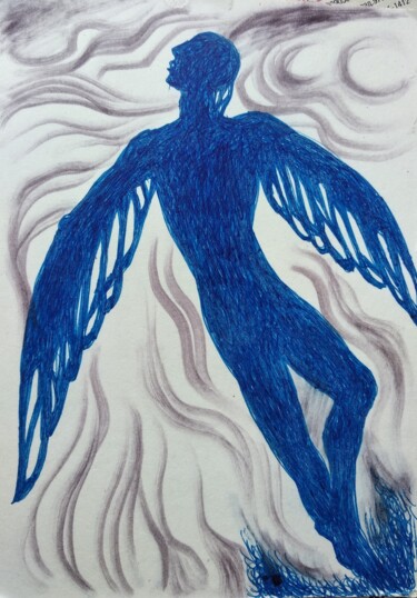 Картина под названием "Летит" - Анна Ягужинская, Подлинное произведение искусства, Гелевая ручка