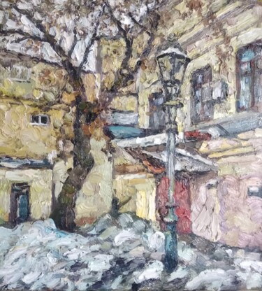Painting titled "Весна, дворик" by Anna Iaguzhinskaia, Original Artwork, Oil
