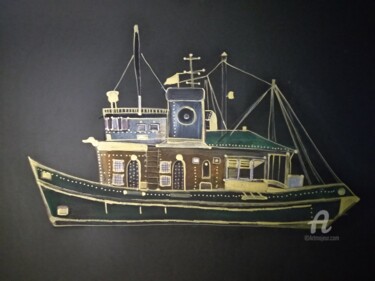 Painting titled "Ship" by Anna Ama, Original Artwork, Acrylic