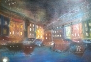 Drawing titled "Town" by Anna Ama, Original Artwork, Pastel