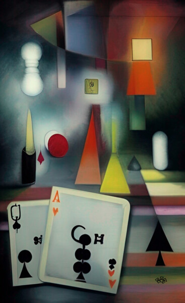 Painting titled "Infinite Solutions" by Anna Alekberova, Original Artwork, Oil Mounted on Wood Stretcher frame