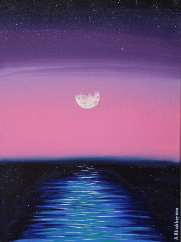 Картина под названием "Moonlight" - Анна Алиакберова, Подлинное произведение искусства, Акрил Установлен на Деревянная рама…