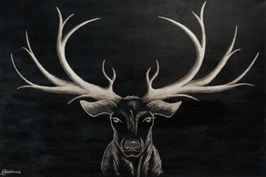 Malerei mit dem Titel "Deer" von Anna Aliakberova, Original-Kunstwerk, Acryl Auf Keilrahmen aus Holz montiert