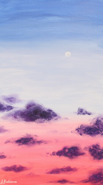 Картина под названием "Pink sunset" - Анна Алиакберова, Подлинное произведение искусства, Акрил Установлен на Деревянная рам…