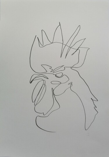 Drawing titled "Coq" by Anna An, Original Artwork, Marker