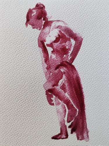 Drawing titled "rose n°12" by Anna An, Original Artwork, Watercolor