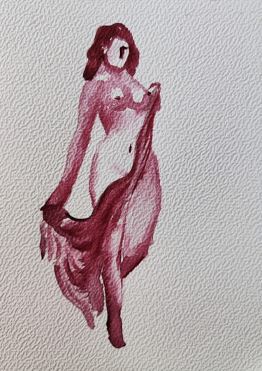 Drawing titled "rose n°2" by Anna An, Original Artwork, Watercolor