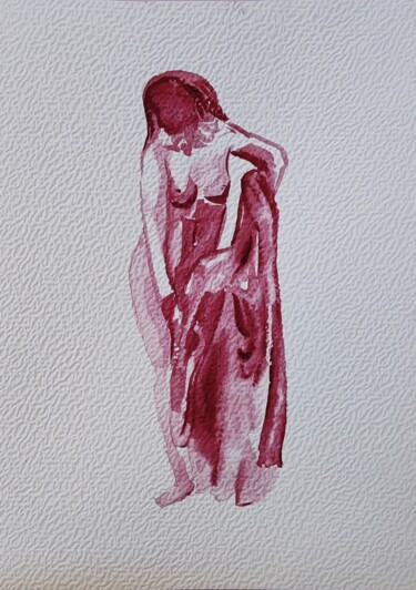 Drawing titled "rose n°10" by Anna An, Original Artwork, Watercolor