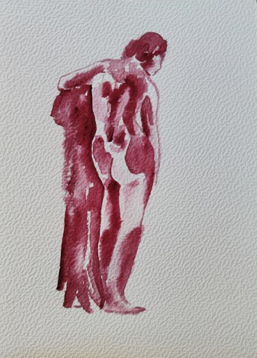 Drawing titled "rose n°16" by Anna An, Original Artwork, Watercolor