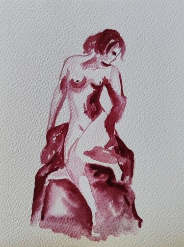 Drawing titled "rose n°15" by Anna An, Original Artwork, Watercolor