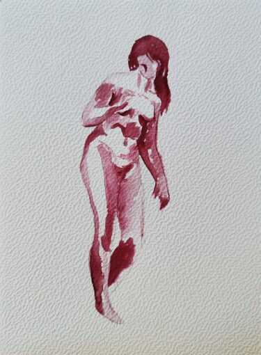 Drawing titled "rose n°13" by Anna An, Original Artwork, Watercolor