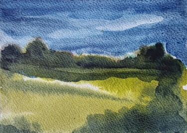 Malerei mit dem Titel "paysage minimaliste" von Anna An, Original-Kunstwerk, Aquarell