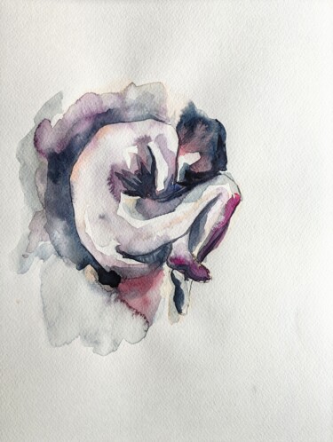 Painting titled "Modèle nue 2" by Anna An, Original Artwork, Watercolor