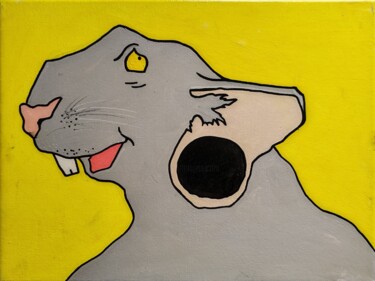 Painting titled "Rat" by Anna An, Original Artwork, Acrylic Mounted on Wood Stretcher frame