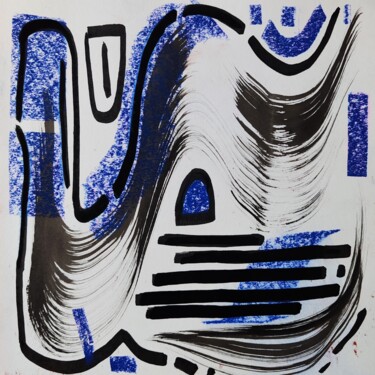 Σχέδιο με τίτλο "blue n°7" από Anna An, Αυθεντικά έργα τέχνης, Μαρκαδόρος