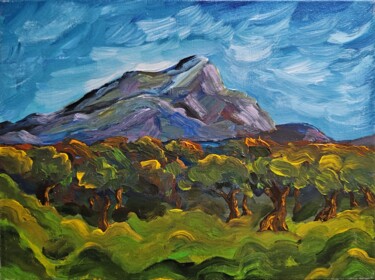 Painting titled "Sainte-Victoire n°3" by Anna An, Original Artwork, Acrylic Mounted on Wood Stretcher frame