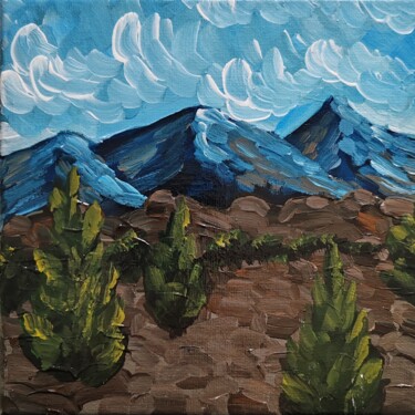 Painting titled "montagne n°7" by Anna An, Original Artwork, Acrylic Mounted on Wood Stretcher frame