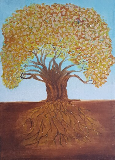 Peinture intitulée "Дерево жизни" par Anna Artamonova, Œuvre d'art originale, Huile Monté sur Châssis en bois
