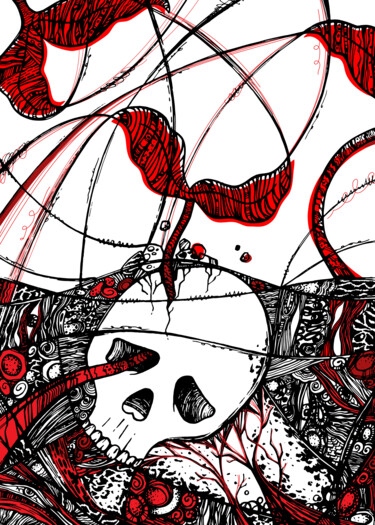 Digital Arts titled "Life and death" by Anna Asatryan, Original Artwork, Gel pen