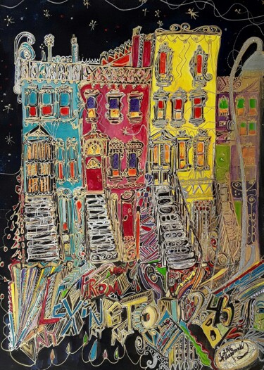 Painting titled "LEXINGTON AVE" by Anna Aspasia Theodorakis, Original Artwork, Acrylic