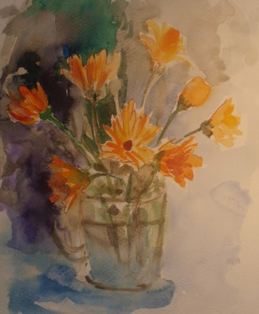Malarstwo zatytułowany „flowers 1” autorstwa Anna  Bardzka, Oryginalna praca, Olej