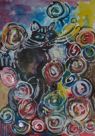 Pintura intitulada "CAT III" por Anna  Bardzka, Obras de arte originais, Óleo