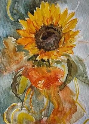Malarstwo zatytułowany „sunflower-3.jpg” autorstwa Anna  Bardzka, Oryginalna praca, Olej