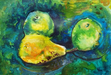 Malarstwo zatytułowany „APPLES  AND PEAR II” autorstwa Anna  Bardzka, Oryginalna praca
