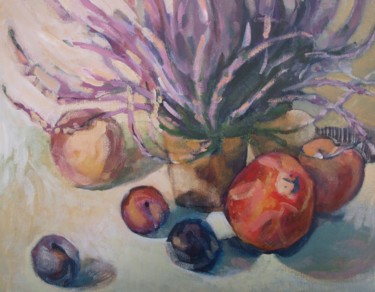 Malarstwo zatytułowany „HEATHER AND FRUITS” autorstwa Anna  Bardzka, Oryginalna praca, Olej