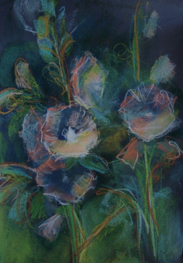 Malarstwo zatytułowany „FLOWERS FROM MY  GA…” autorstwa Anna  Bardzka, Oryginalna praca, Pastel