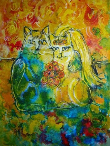 Painting titled "marriage" by Anna  Bardzka, Original Artwork, Ink