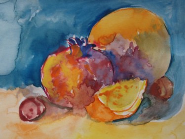 Painting titled "FRUITS" by Anna  Bardzka, Original Artwork, Watercolor