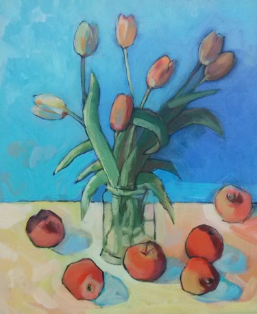 Painting titled "TULIPS" by Anna  Bardzka, Original Artwork, Acrylic