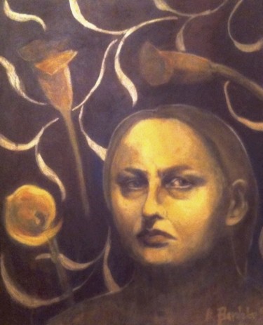 Malarstwo zatytułowany „Autoportret z kalla…” autorstwa Anna  Bardzka, Oryginalna praca