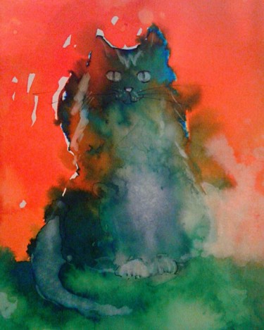 Malarstwo zatytułowany „kot-uraniczny.jpg” autorstwa Anna  Bardzka, Oryginalna praca